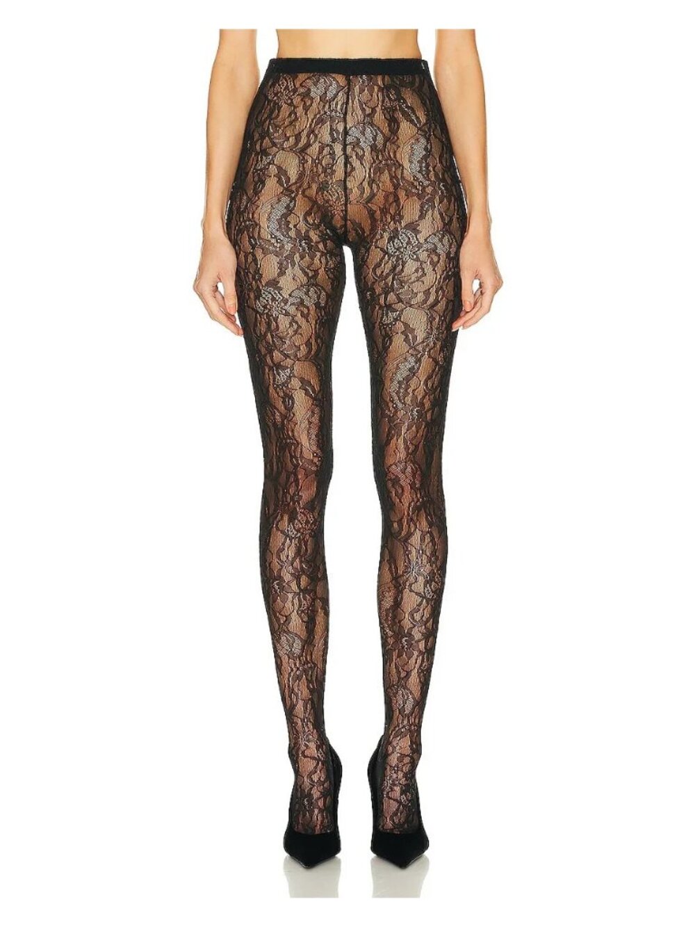 WARDROBE.NYC Lace Tights in Black